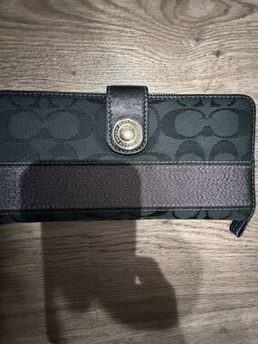Coach Black Signature Canvas Snap Wallet